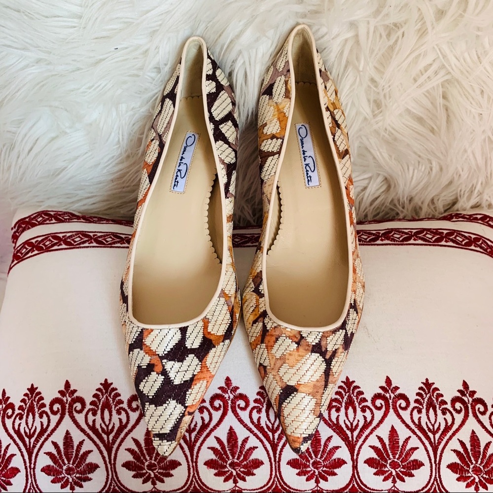 Osca de la Renta/VeroCuoio Raffia Sakura stilettos